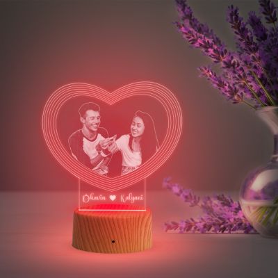 Couple night lamp with Warm White light Customized With Photo gift fir wife husbansd